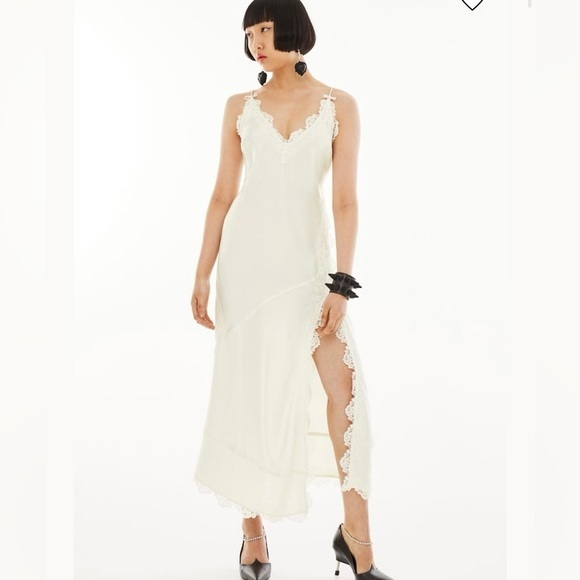 beaded red dress earrings Cream Lace Slip Dress  Ragstock